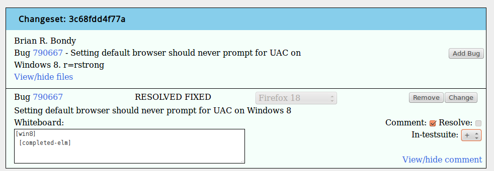 testsuite_flag The testsuite flag in the m-cMerge bug UI