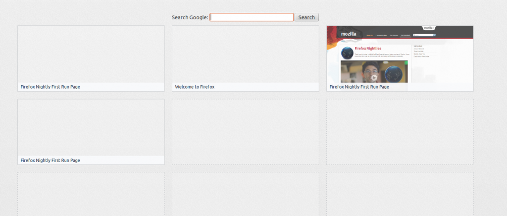 Google search in the new tab page